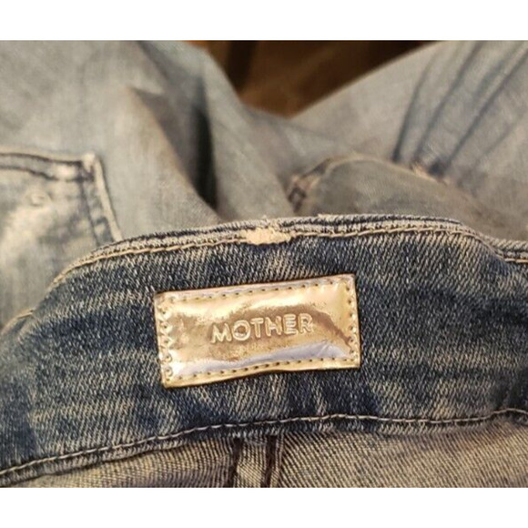 Mother Womens The Looker Graffiti Girl Distressed Blue Jeans 31 Comfort Stretch - Picture 16 of 16
